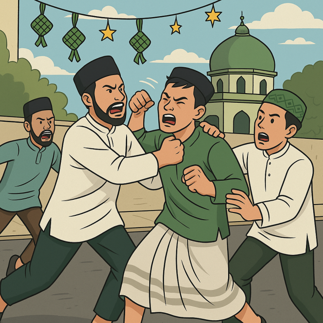 Ajang Maaf-Memaafkan di Hari Lebaran Berubah Jadi Adu Jotos di Mubar