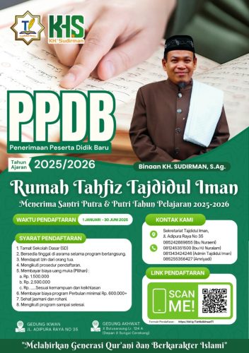 Rumah Tahfiz Tajdidul Iman Menerima Santriwan Santriwati TA 2025-2026